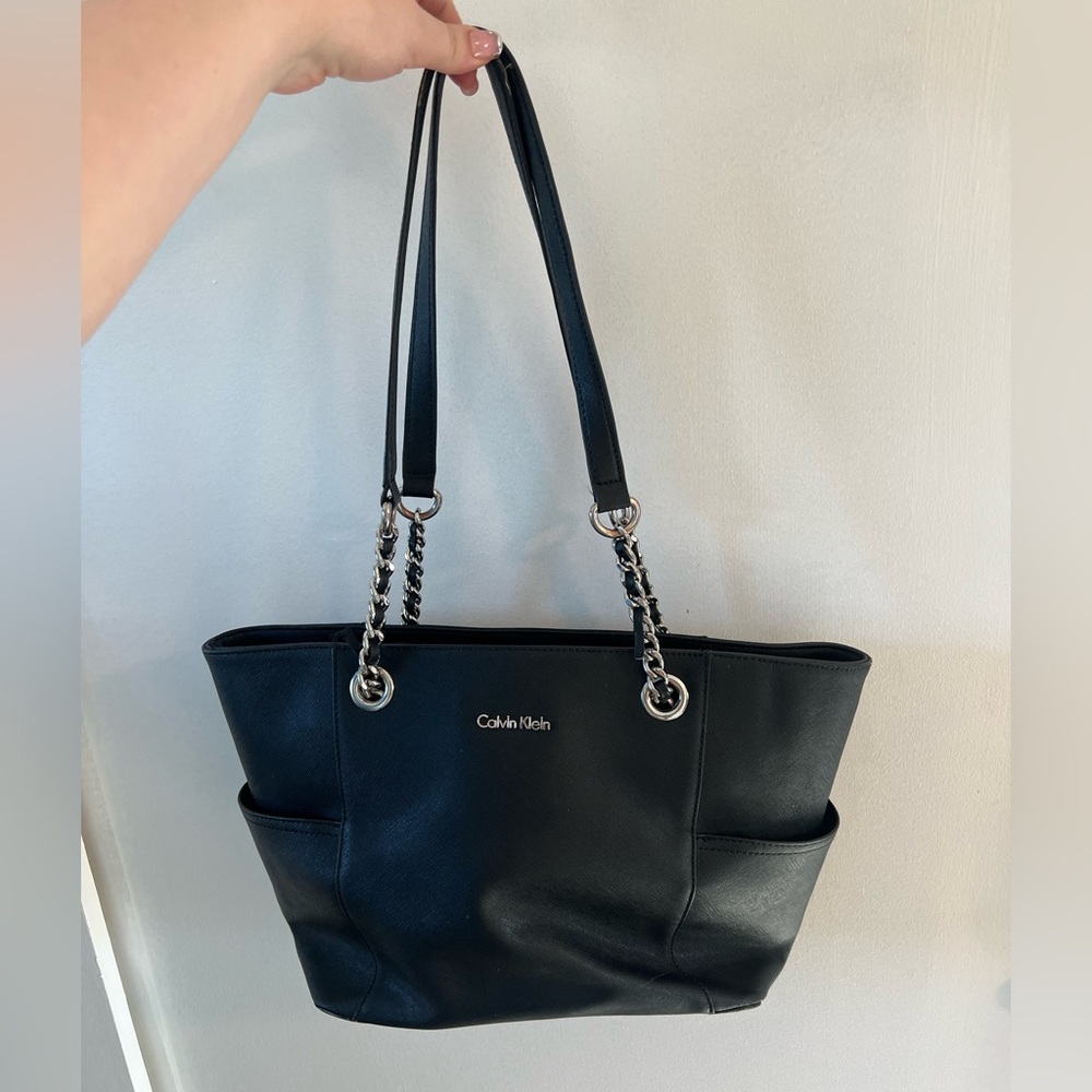 Calvin Klein Black Leather Tote Bag
